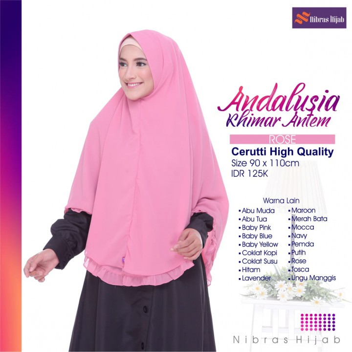 NIBRAS HIJAB ANDALUSIA KHIMAR ANTEM HIJABERS KERUDUNG SYARI JILBAB LEBAR