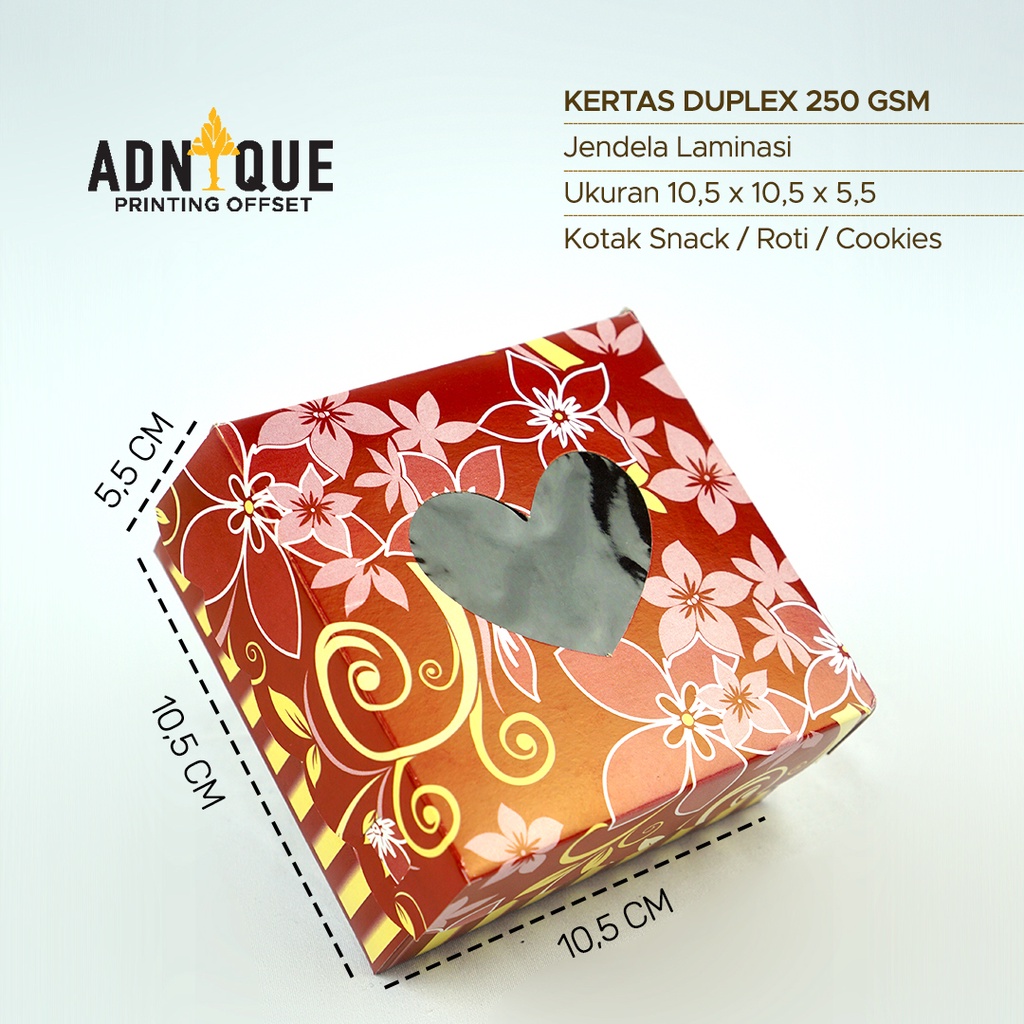 

Paket 50Pcs Dus Kotak Donat Hati (tutup rendah) Ukuran jadi P10,5 L10,5 T5,5 cm