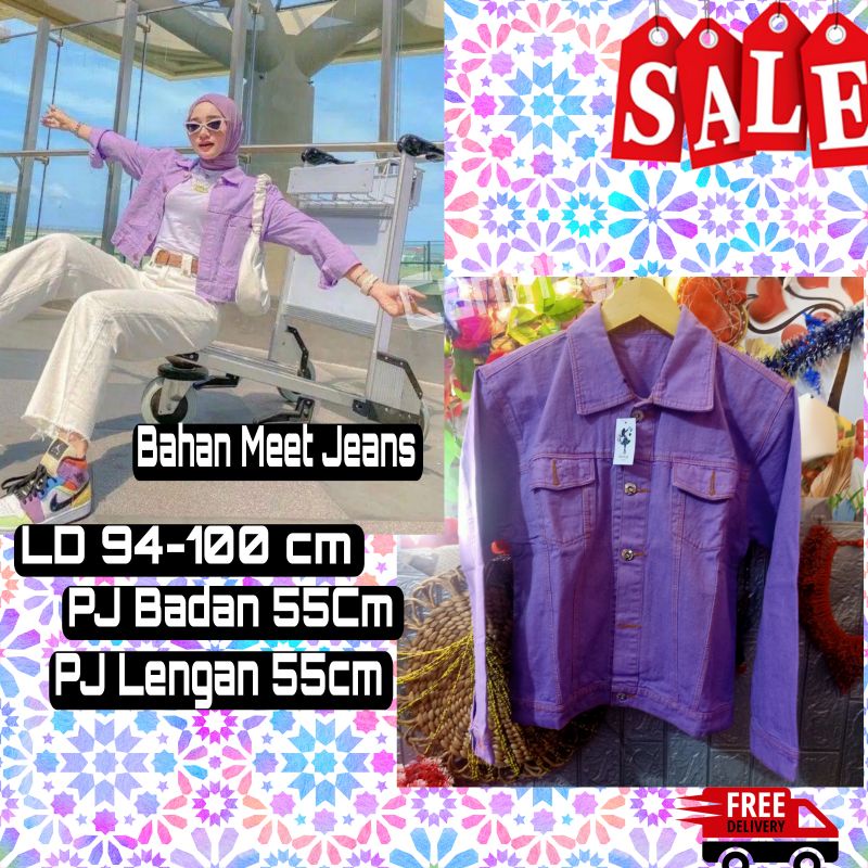 ✨CANMEY✨JAKET BIONDY LILAC/ JAKET JEANS KEREN CROP/ COD