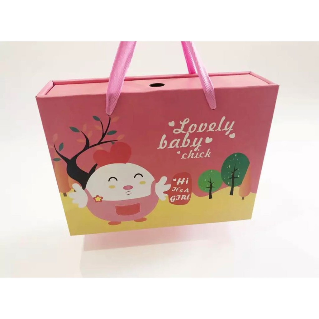 BabyWear Kotak Hadiah Bayi Baru Lahir Gift Box Bayi Gift Box Natal Hadiah Ulangtahun 5010-BABY CHICK PINK