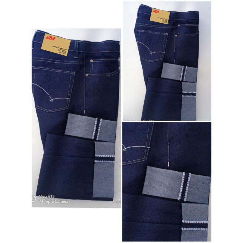 BIG SIZE 40 S/D 50 , BLU INDIGO SELVEDGE SHELL STITCH