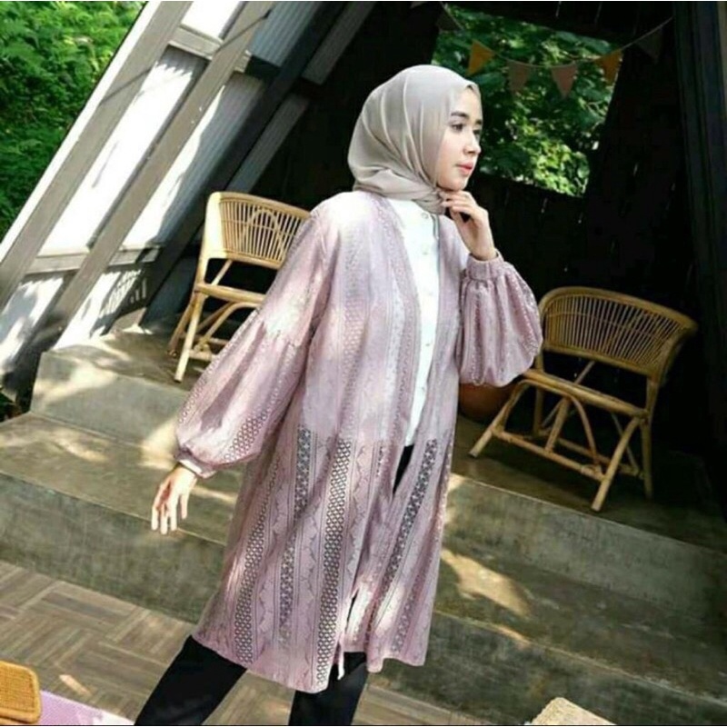 Bisa cod///Cardigan Burkat premium lengan balon /cardigan burkat premium murah /cardigan brukat murah/ cardigan import