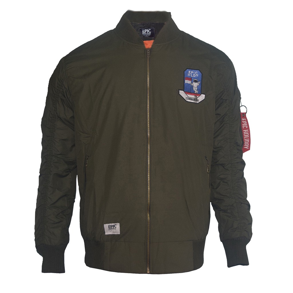 Jaket Bomber Pria Hijau Army Distro Epic Holiday Original