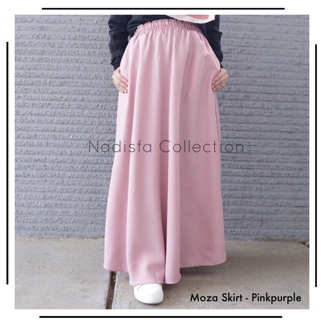 MOZA SKIRT ROK POLOS MEGAR MOSSCREPE SAKU BISA BIGSIZE