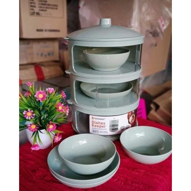 Tudung Saji Kekinian Technoplast Dishes Keeper Set 3 Susun dari Dusdusan Perlengkapan meja Makan