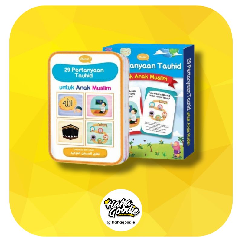 FLASHCARD EDUKASI ANAK KARTU 29 PERTANYAAN TAUHID AHLAN FACELESS