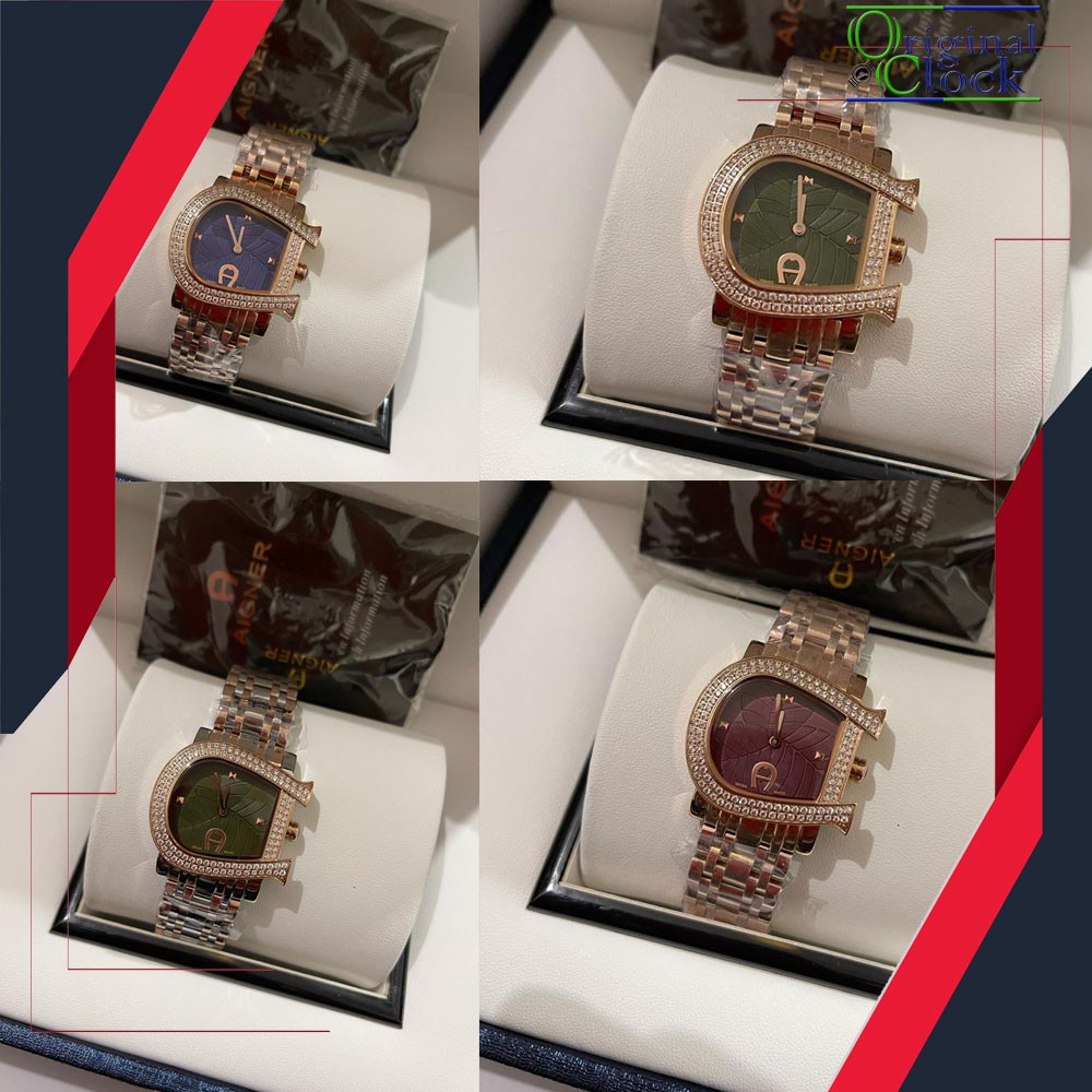 JAM TANGAN PRIA WANITA | RANTAI | KULIT | KARET | MURAH | WANITA PERMATA [AIGNER GENUA DUE] | FREE B