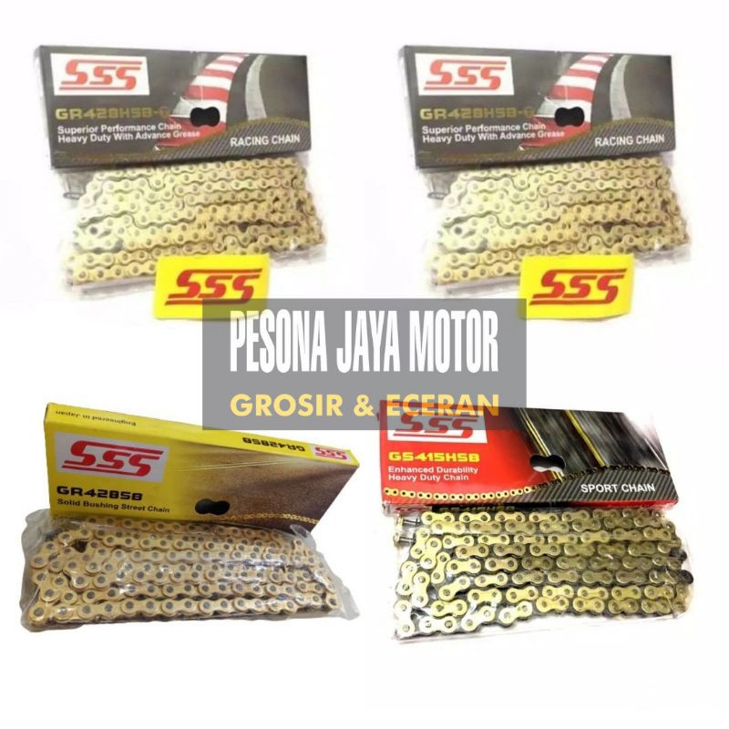 Rantai SSS Rantai Motor SSS Gold 428,415 -130,140 SB,HSB,HSBT Original