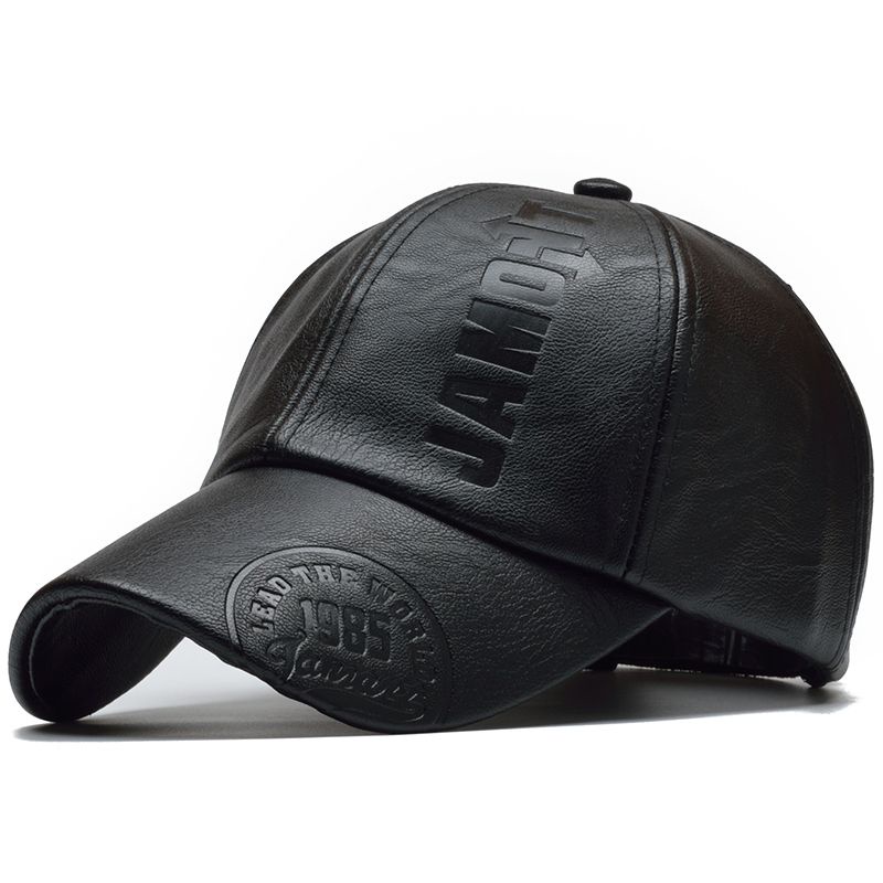 Topi Trucker Baseball PU Leather - MZ392 - Black