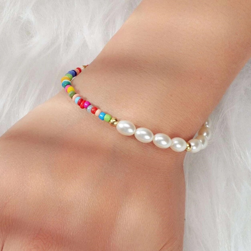 YEEZII Korean Fashion Colorful Beads Bracelet Sweet Flower Bracelets for Women Accessories Jewelry