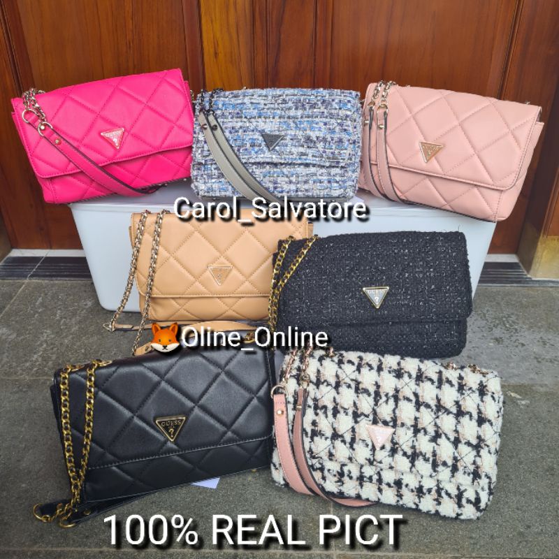 (WODB) tas gs cessily new cesily stripe convertible sling bag cesilly quilted rajut crossbody