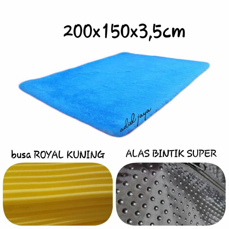 (PREMIUM) Karpet Bulu Rasfur KARINDO, isi BUSA KUNING, alas BINTIK ANTISLIP 200x150x3,5cm (PR:B18)