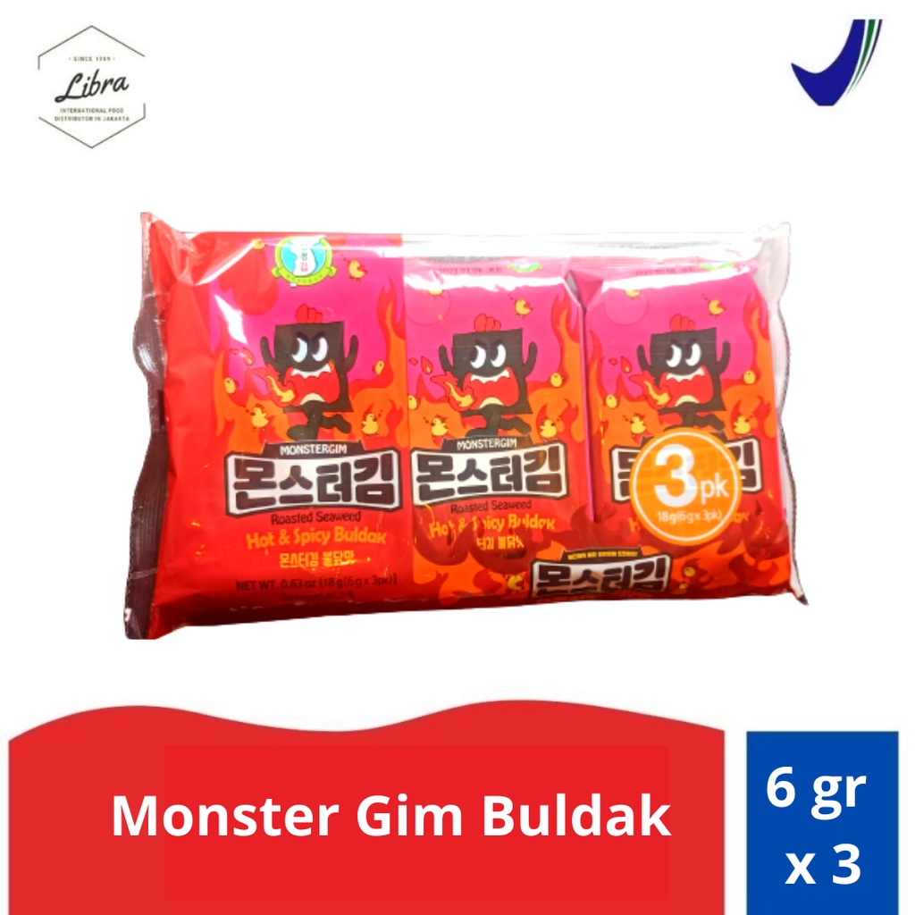 

Monster Gim Buldak/Snack rumput laut spicy chiken 6 gr x 3