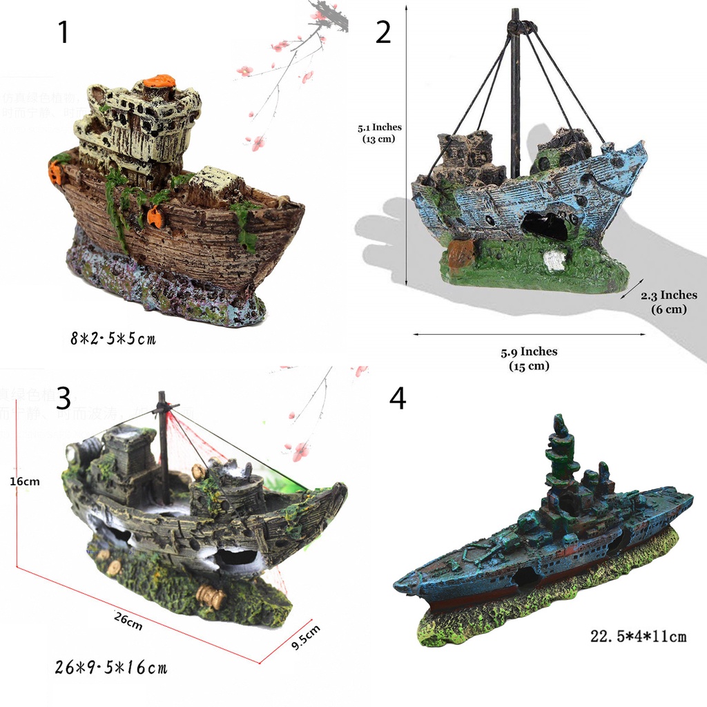 Kapal Karam A Ornamen Hiasan Akuarium Dekorasi Resin