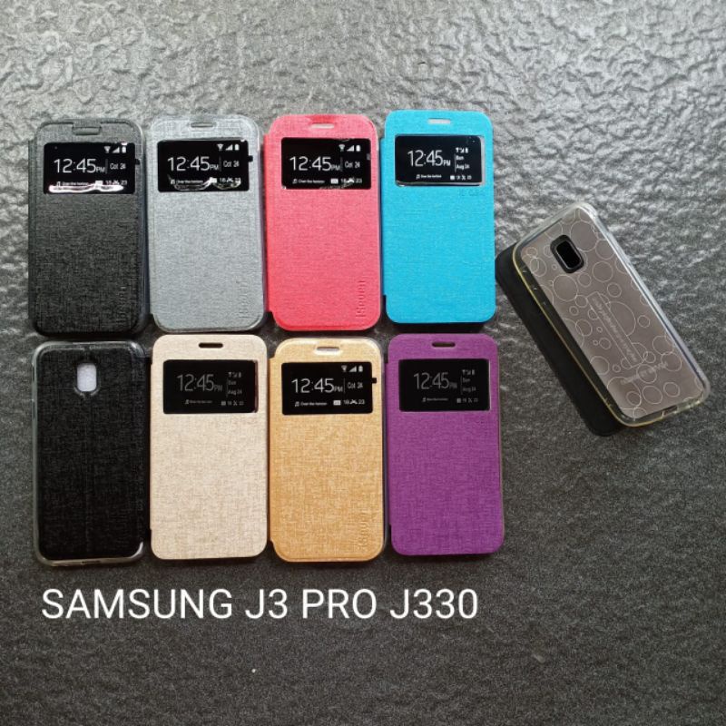 Flip case Samsung J3 pro J330 . J5 pro J530 flipcase sarung buku buka tutup dompet cover flipshell