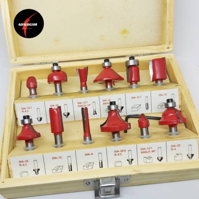 Mata Profil Trimmer Router Bit Set 12 pcs Woodworking With Box