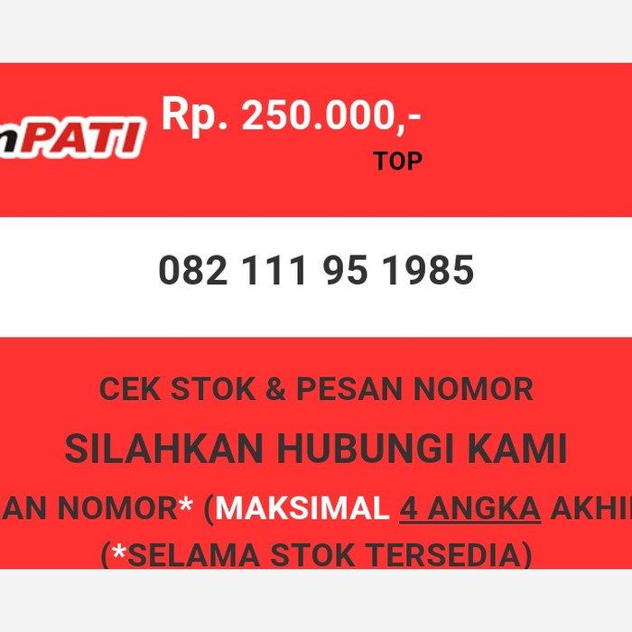 Nomor cantik Telkomsel murah tahun lahir 1985 simpati & loop T0888-250