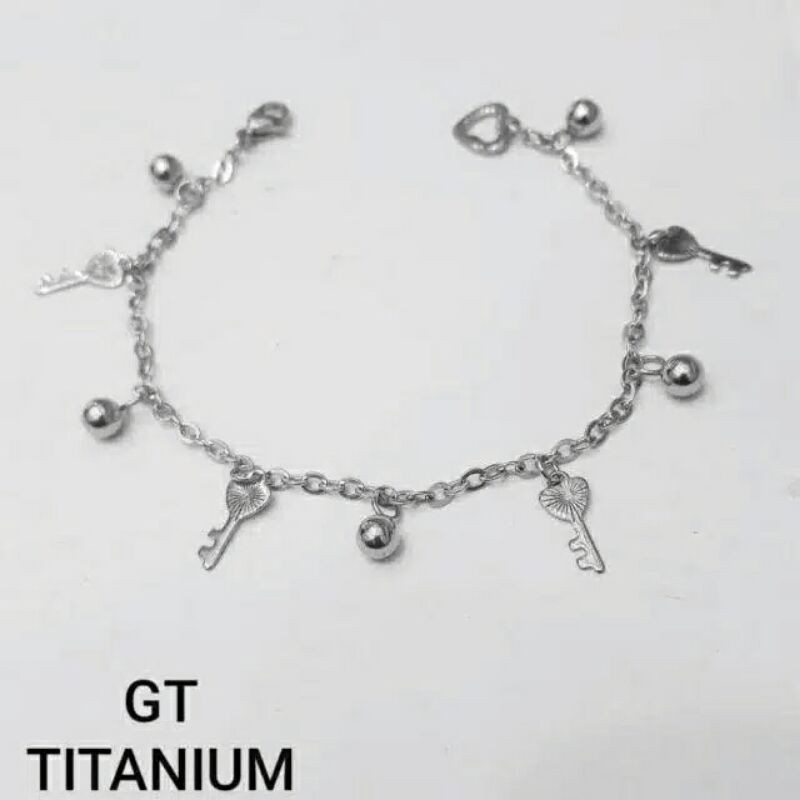 GELANG TANGAN TITANIUM WARNA SILVER BANYAK MOTIF