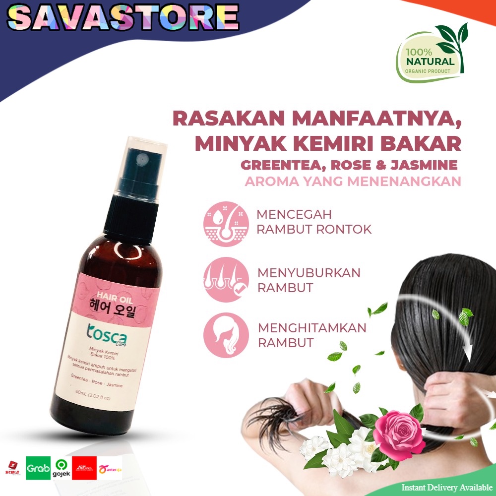 TOSCA HAIR OIL 60ML MINYAK KEMIRI BAKAR ASLI ATASI RONTOK RAMBUT 60ML