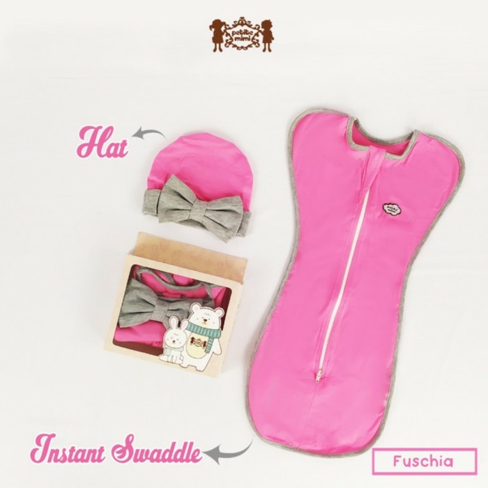 PETITE MIMI Instant Swaddle Bedong Instan Free Topi Bayi