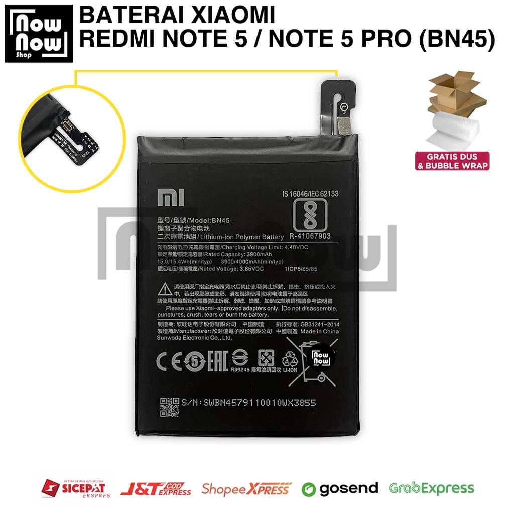 Baterai Xiaomi Redmi Note 5 / Redmi Note 5 Pro BN45 BN 45 Original Batre Batrai Battery HP Handphone