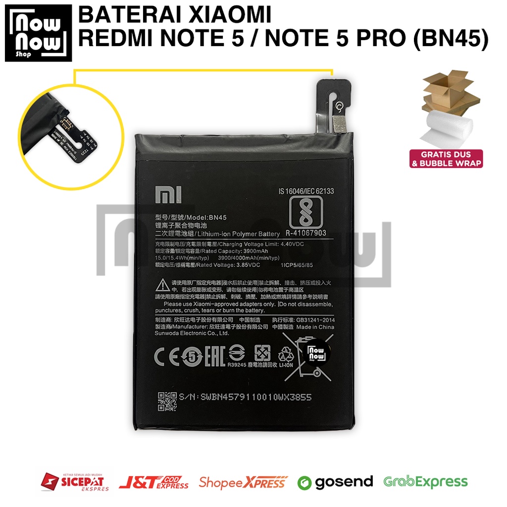 Baterai Xiaomi Redmi Note 5 / Redmi Note 5 Pro BN45 BN 45 Original Batre Batrai Battery HP Handphone