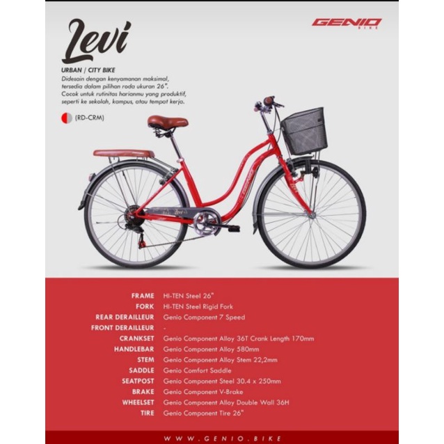 sepeda city bike 26 inch Genio Levi Terbaru