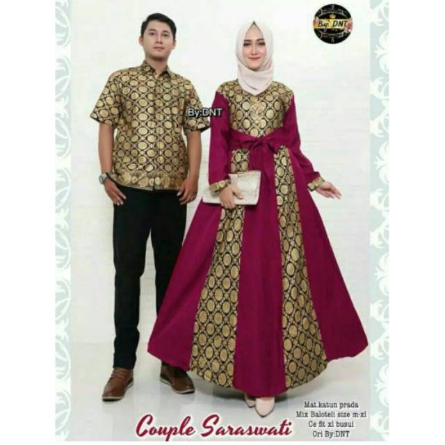 COUPLE GAMIS BATIK PRADA SYARII MURAH COUPLE SARASWATI BATIK PEKALONGAN MODERN MURAH