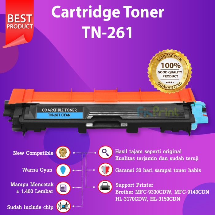 Cartridge Toner TN-261 TN261 Compatible Printer Brother MFC-9330CDW 9140CDN HL-3150CDN 3170CDW