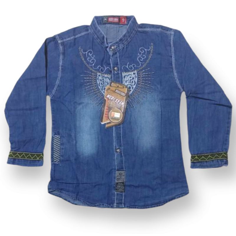 Kemko Kemeja Jeans Koko Anak Laki laki Umur 1-2 Tahun Lengan Panjang