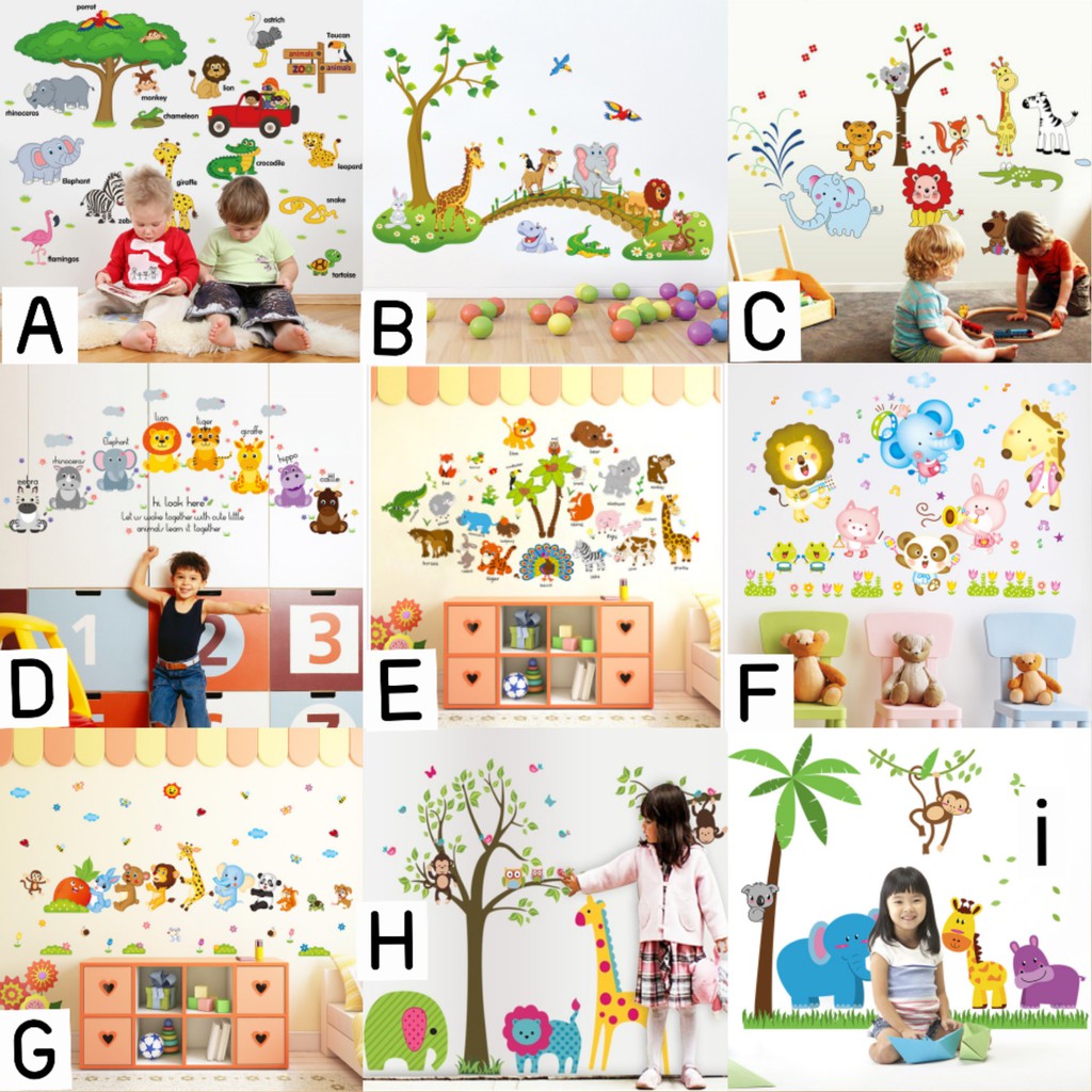 Reliza Wall Sticker Animal Hewan Anak Study Stiker Dinding Wallsticker LDR23