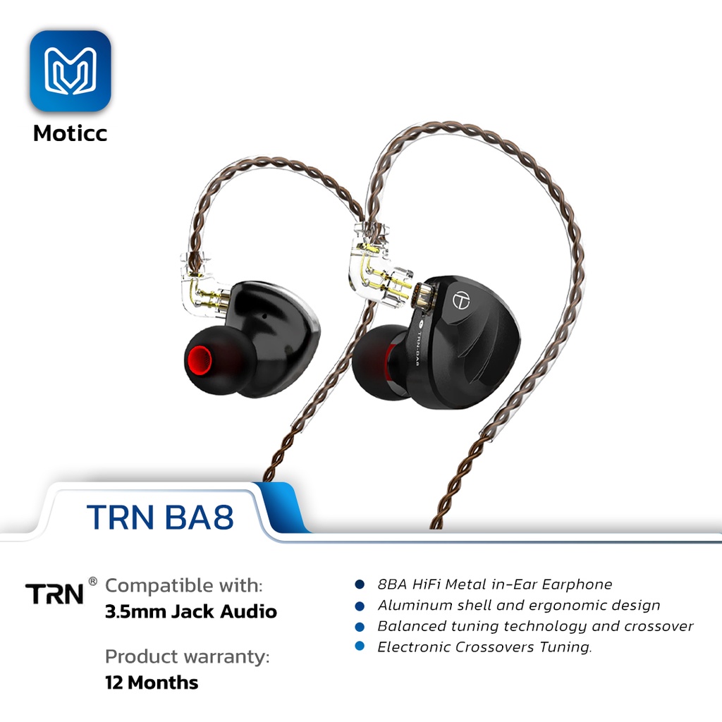 TRN BA8 with Mic 16BA Driver 18 Balanced Amartur In Ear Monitor