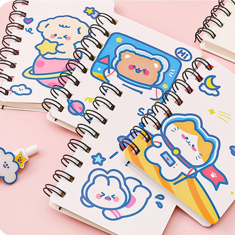 Lanfy Astronot A7 Notebook Portable Kawaii Sekolah Kantor Supply Mini Pocket Book Stationery Diary Buku Kartun Coil Notebook