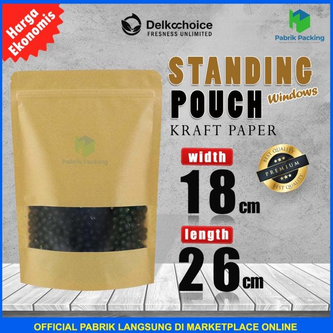 Jual Standing Pouch Kraft Paper Window Ekonomis Termurah Satuan X