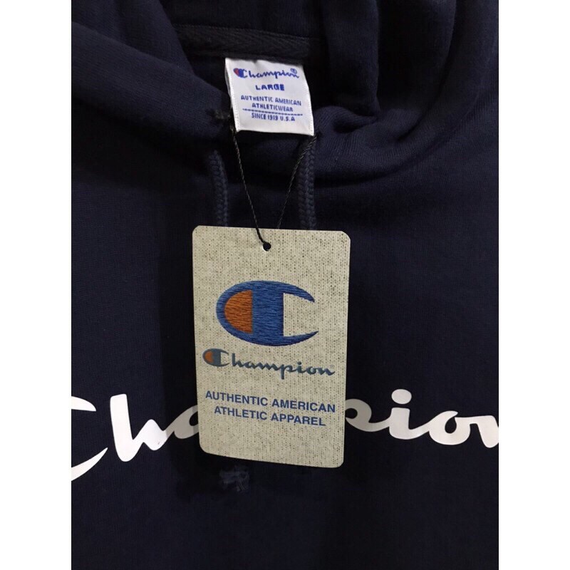 100% ORIGINAL CMT HOODIE CHAMPION SCRIPT LOGO NAVY