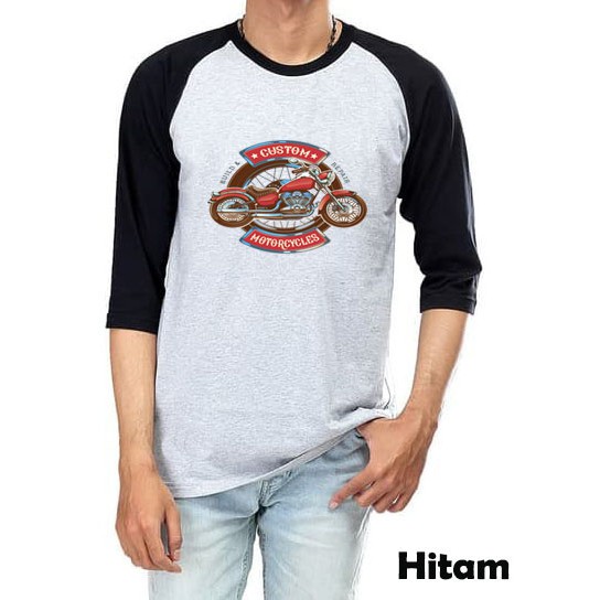 Kaos Raglan Abu Muda M61 Gambar Motor Lengan 3/4