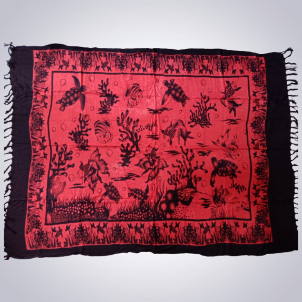 Grosir Kain Bali Motif Aquarium Rayon Sultan 160/120 cm Rumbai Sembilanmode