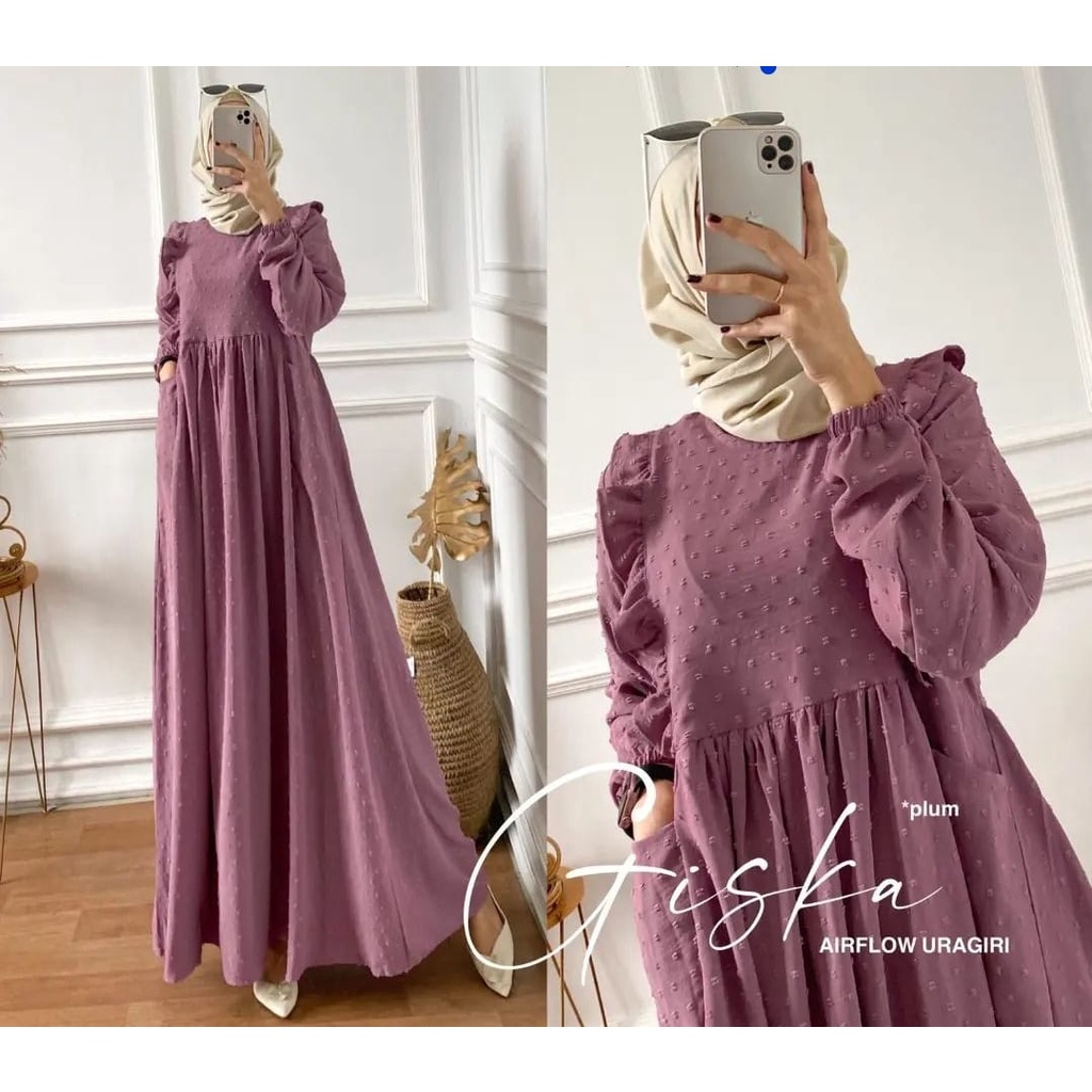 Giska Dress Bahan Crinkle Uragiri Terbaru