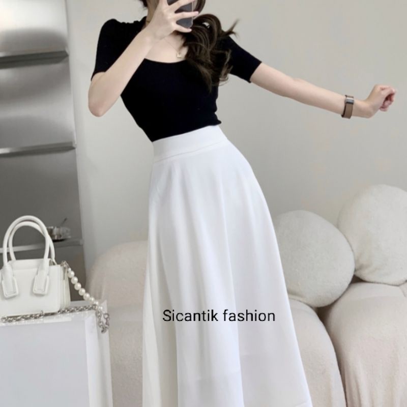 Fashion A-line/Rok panjang Wanita Korea Rok Maxi bahan Shakila Stretch Super lembut dan adem-2