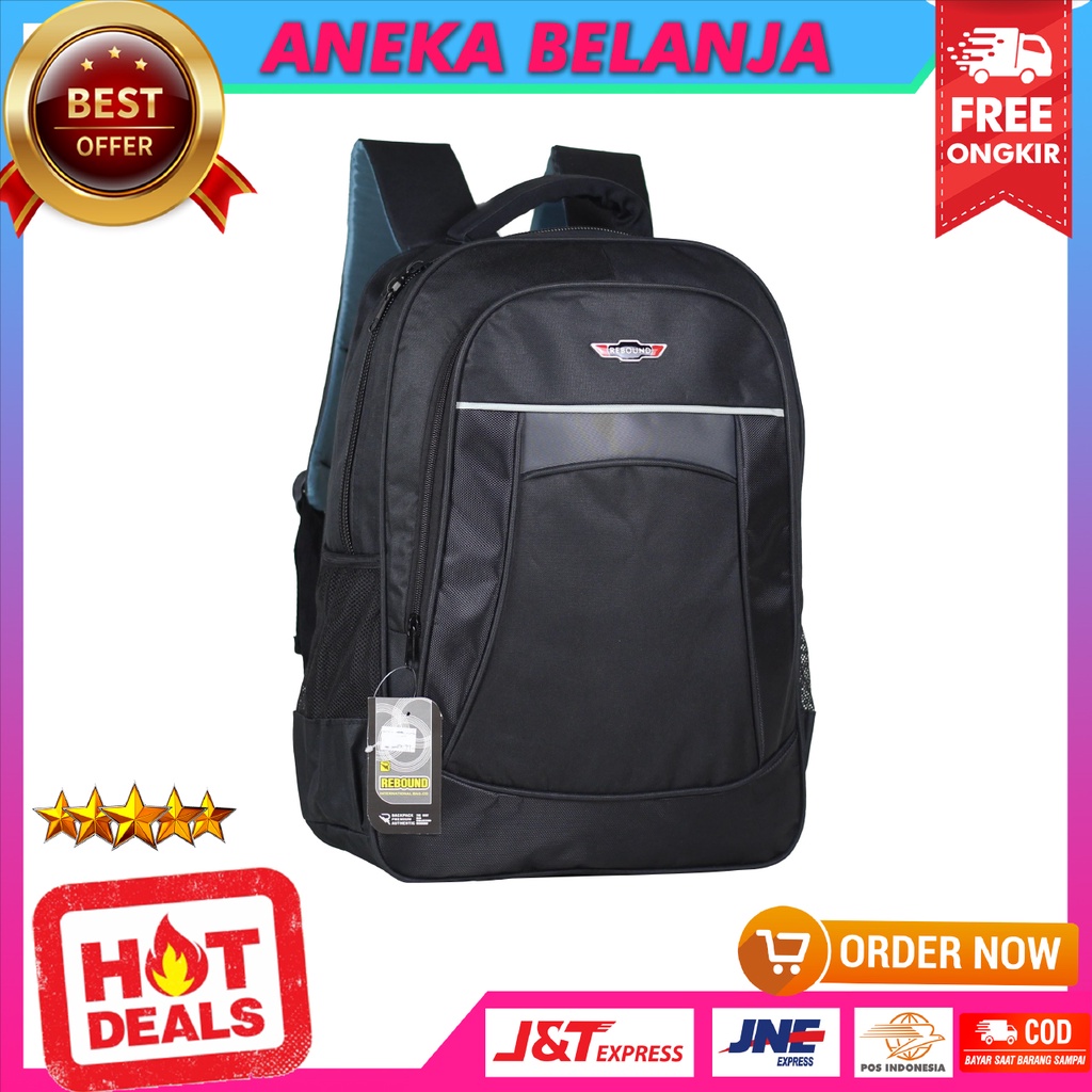 Ransel Sekolah Kerja Kuliah Model Rebound Garis Atas Silver Free Raincover Tas Backpack Berkualitas