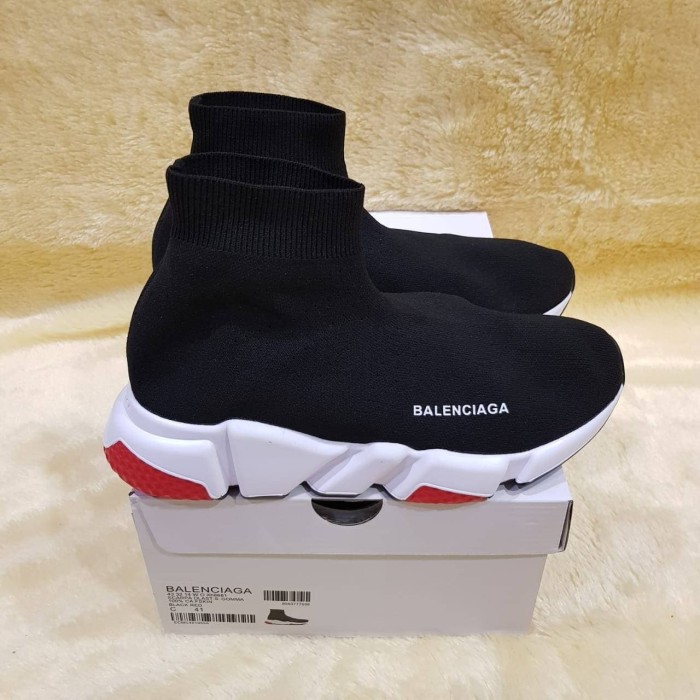 Asli Sepatu Balenciaga Top Speed Trainer Black White Red Original Murah Sport Running