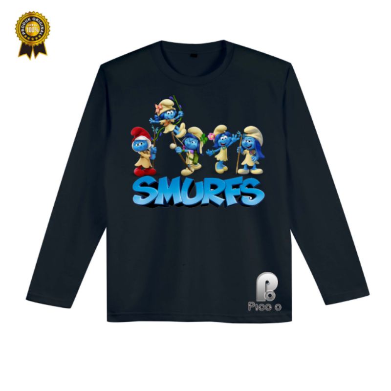 KAOS ANAK The SMURFES LENGAN PANJANG BAAHAN CATTON