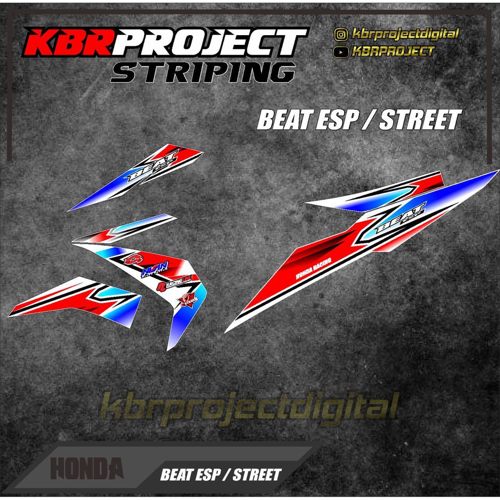 (cod) BEAT STREET BEAT ESP FI NEW Stiker Motor Striping Variasi List Honda Racing Skotlet Scotlite