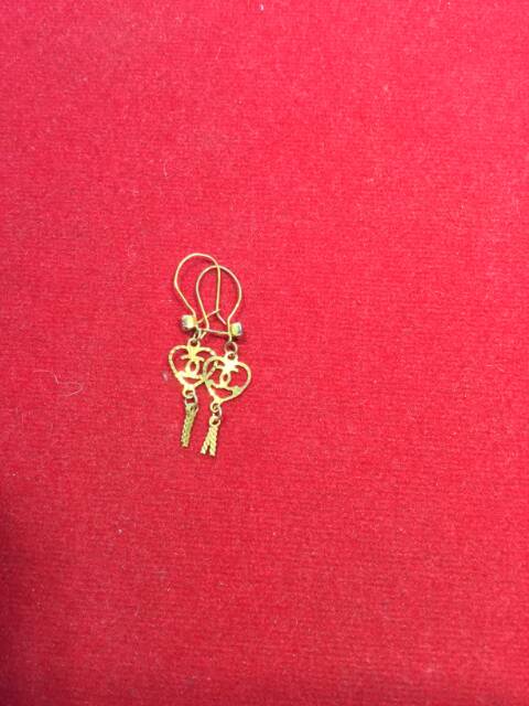 Anting anak dan dewasa emas asli kadar 700 70% 22 0.5 0,5 setengah g gr gram gold ubs panjang tali bulat