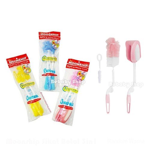 Sikat Botol Susu Bayi Moonship 3in1 isi 3