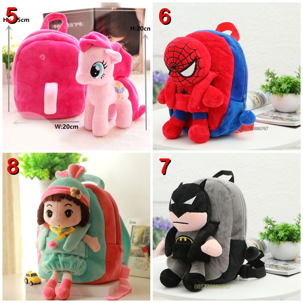 tri-04 Back Pack Double Decker_Tas Ransel Anak_Lol_Unicorn_Superhero_Paw Patrol_Shopkins Fashion