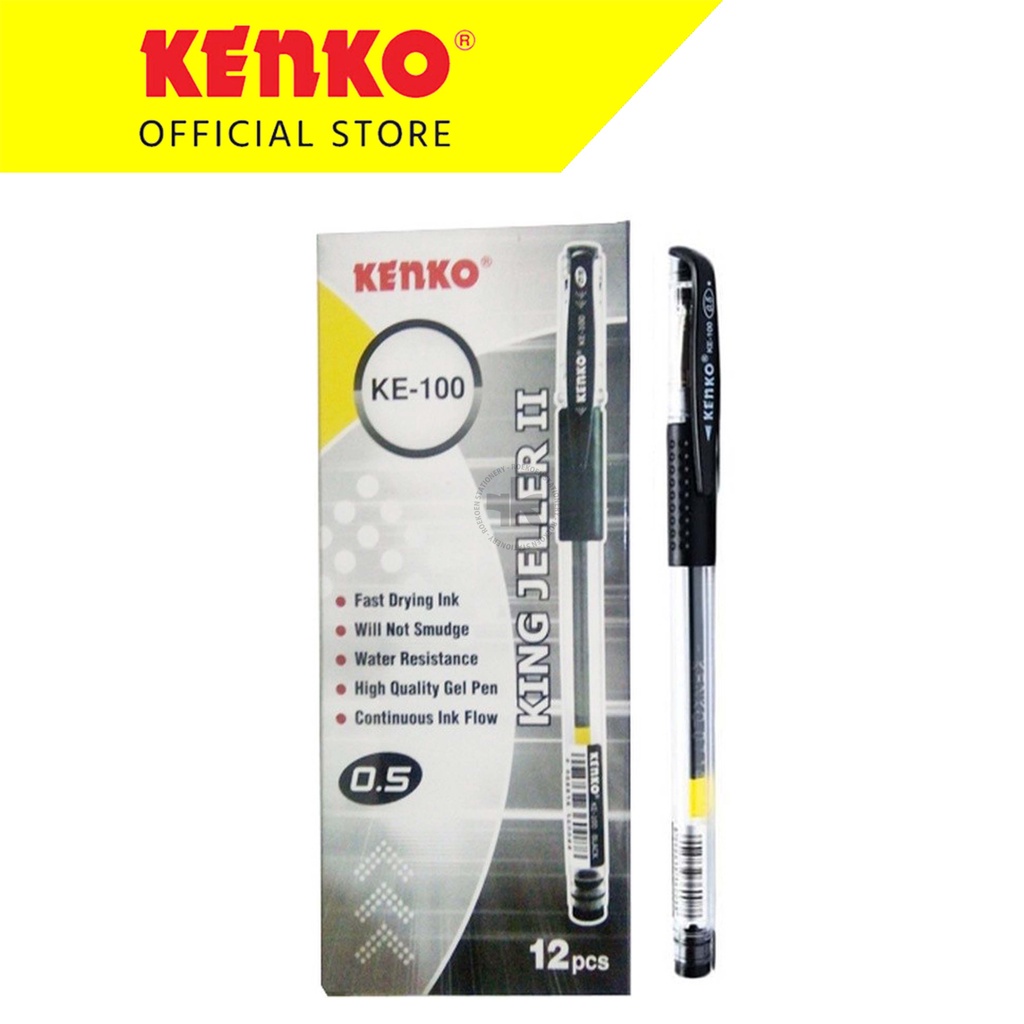 Pulpen Kenko 1 Pack (12 pcs) Bolpen Gel Kenko KE-100 King Jeller II