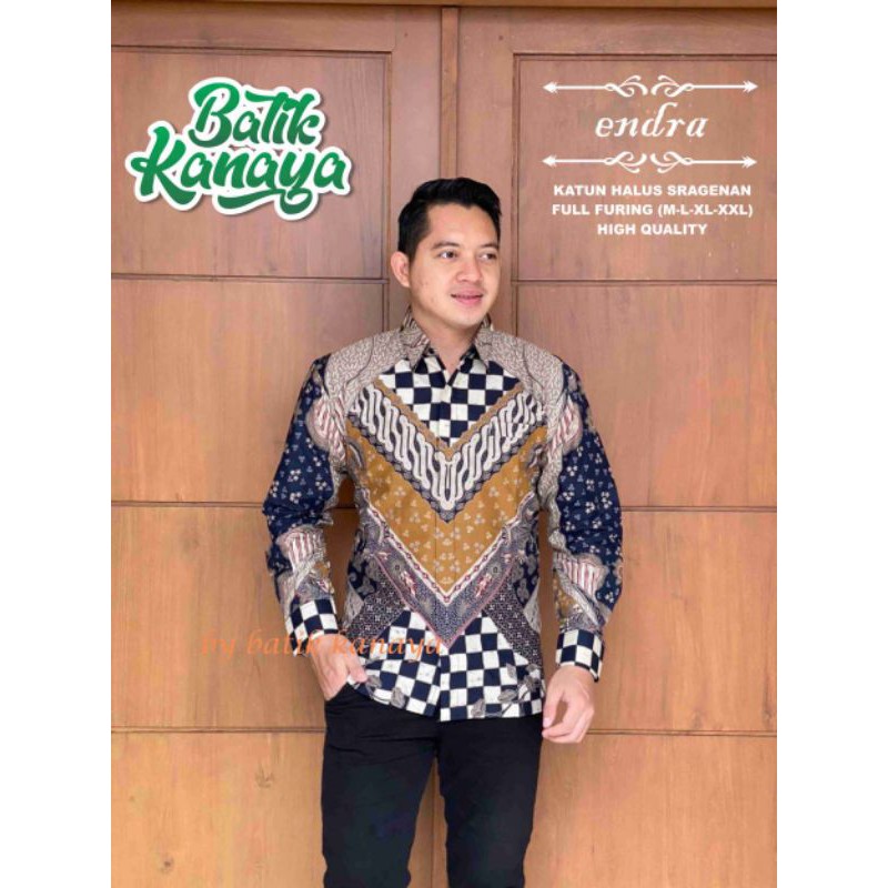 ENDRA Kemeja batik pria Full Furing Bahan Katun Premium