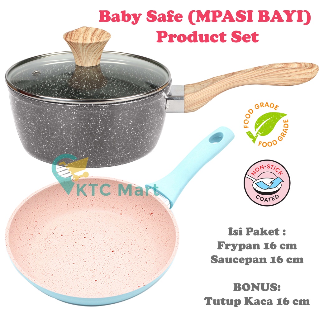 KTCmart - Panci Mpasi Bayi MINI Foodgrade anti lengket Granite Marble