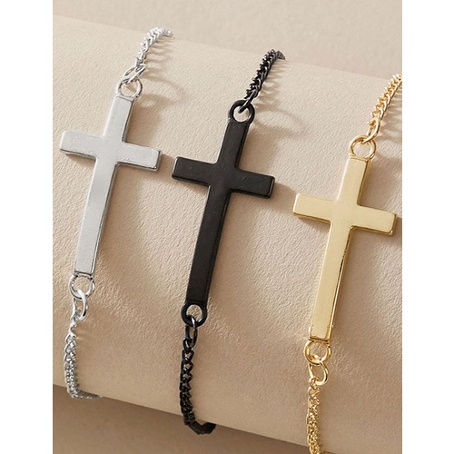 LRC Gelang Tangan Fashion Color Mixing Cross Alloy Contrast Multi-layer P57954